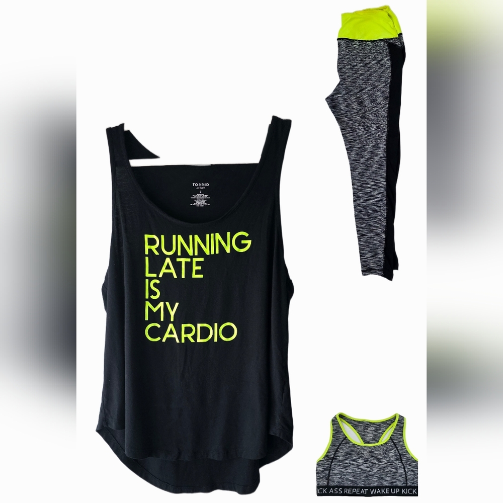 Torrid Active Workout 3 Piece Set Size 2 Tank Top Size 1 Leggings And Sports bra - Picture 3 of 7